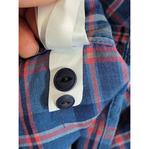 VINEYARD VINES Men's S Indigo Plaid Stretch Cotton Short-Sleeve Dockman Shirt - Picture 8 of 8